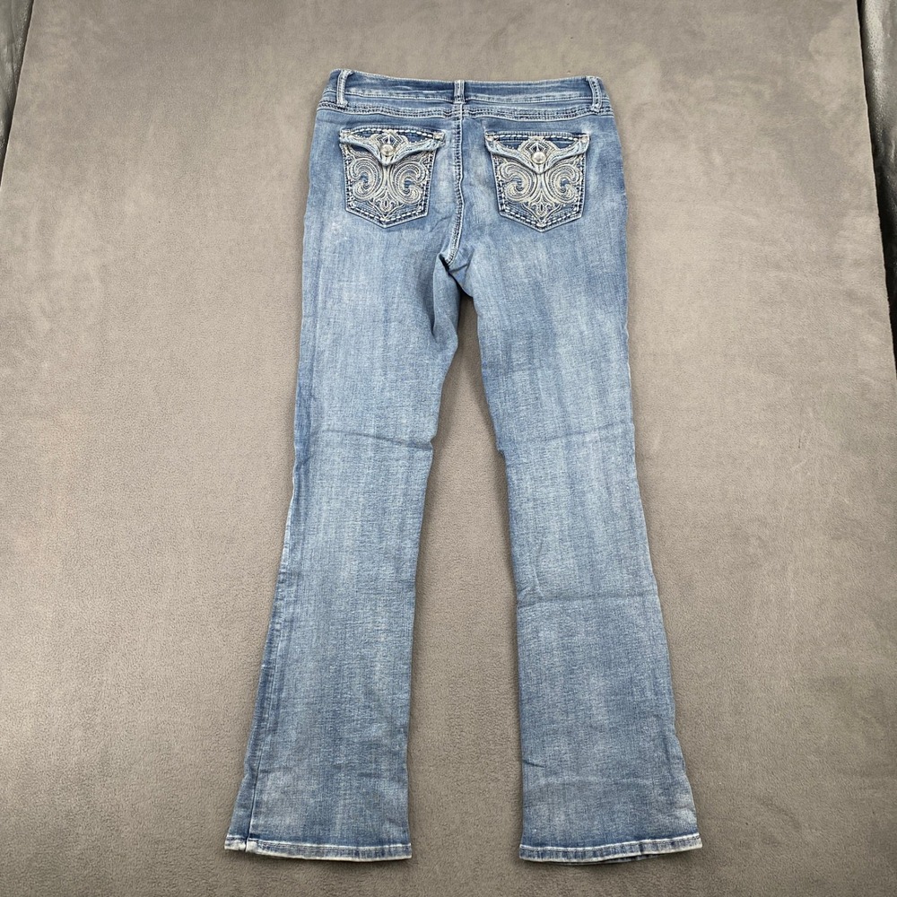 Est. 1946 Denim Womens Medium Wash Embroidered Flap Pocket Bootcut Jeans 32x31